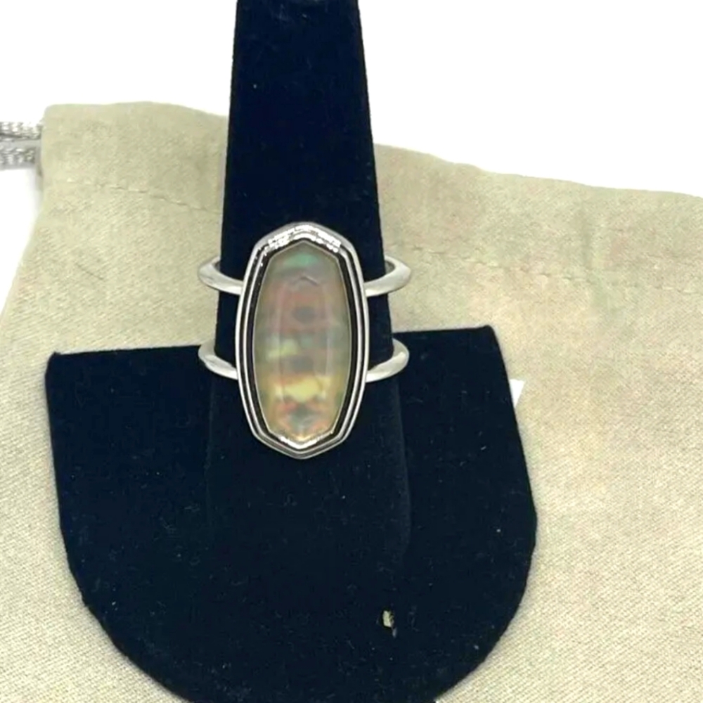 Kindra Scott silver opal ring size 7